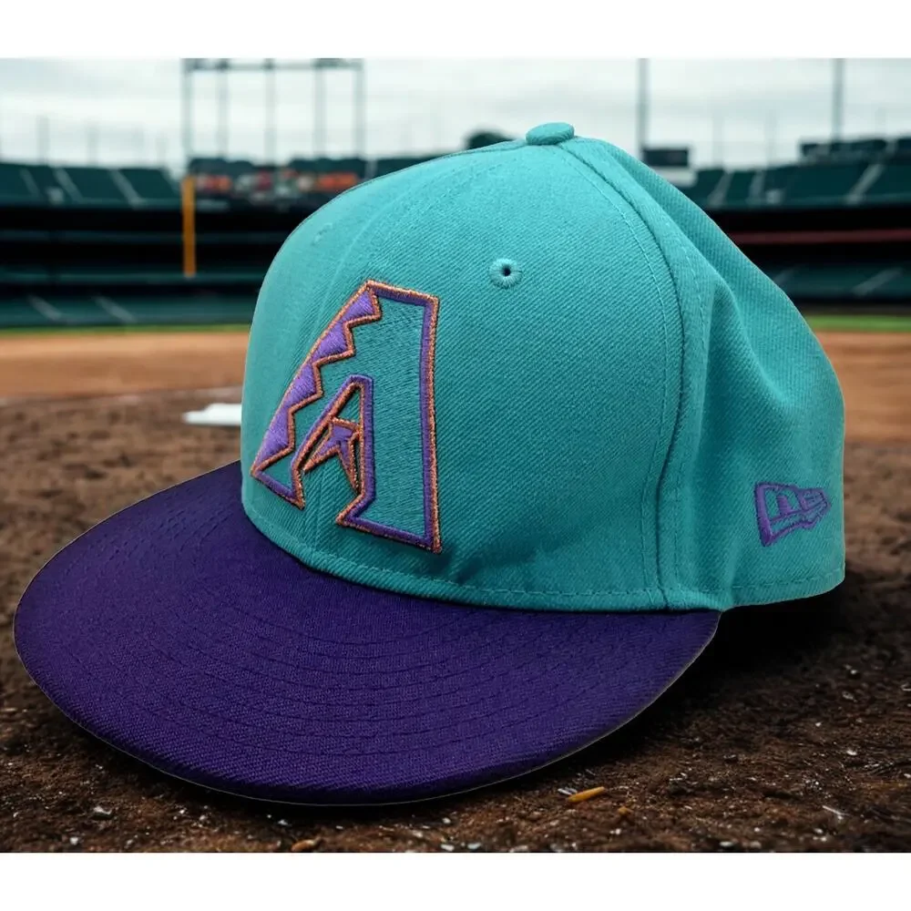 Arizona Diamondbacks New Era 59FIFTY Fitted Hat Retro Two Tone Teal Purple 7 3/8